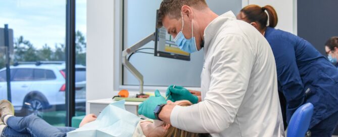 Orthodontist performing an airway orthodontic evaluation on a young patient at Richmond Pediatric Dentistry and Orthodontics in Richmond, VA